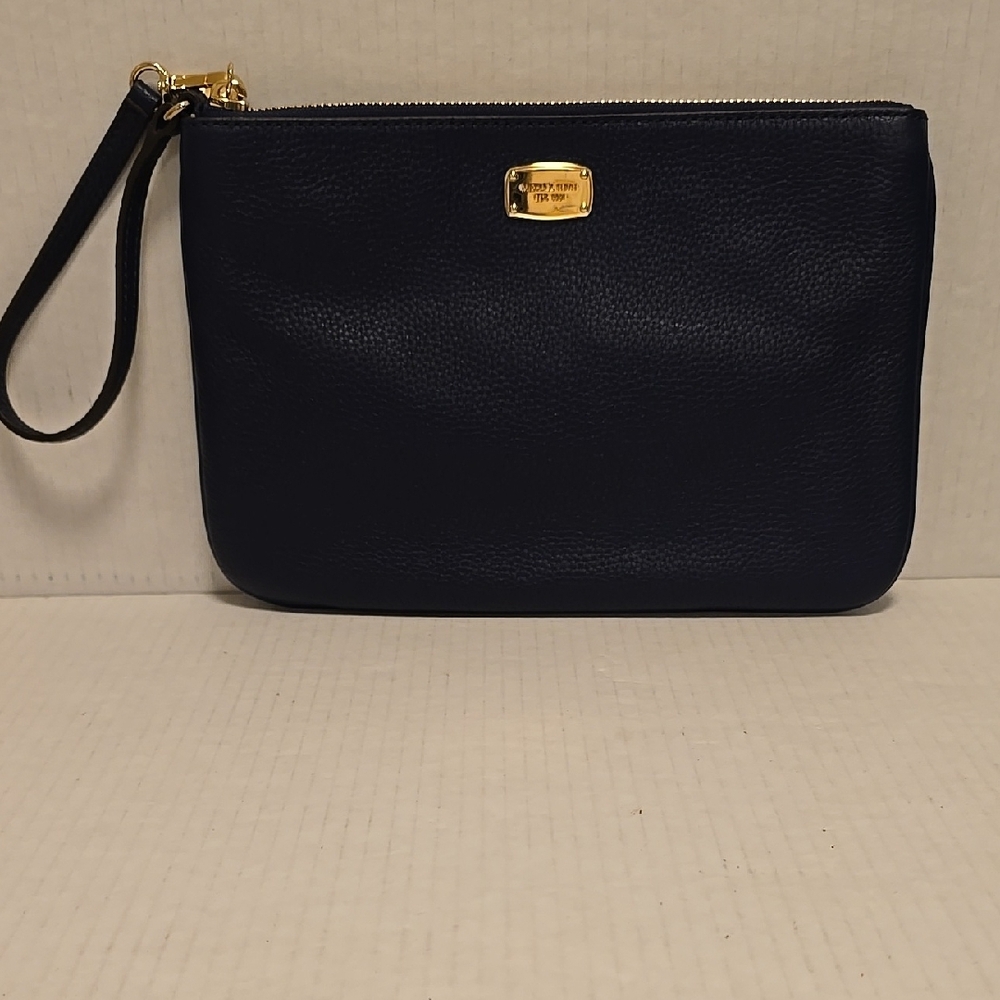 Navy Michael Kors Leather Wristlet